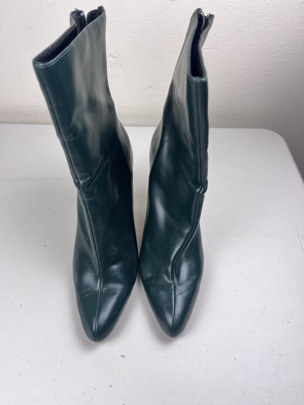 Michael Antonio Women’s Boots Size 8 Y2K Pointed Toe High Heel Zip Booties Dark